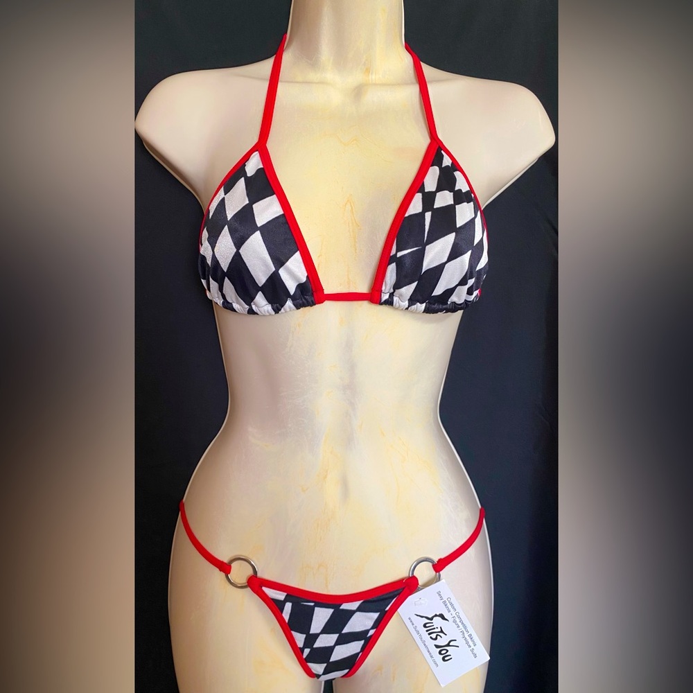 Suits you 2pc bikini, white and black with red trim, Sz. OSFA, NWT